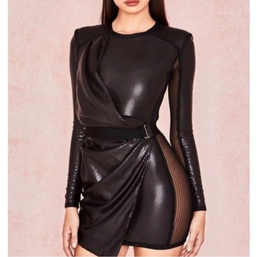 ⭐️SOLD⭐️ House of CB black mesh sequin mini dress xs NWT